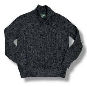 Vintage American Eagle Sweater Shawl Collar Men's L Gray Black Academia Preppy